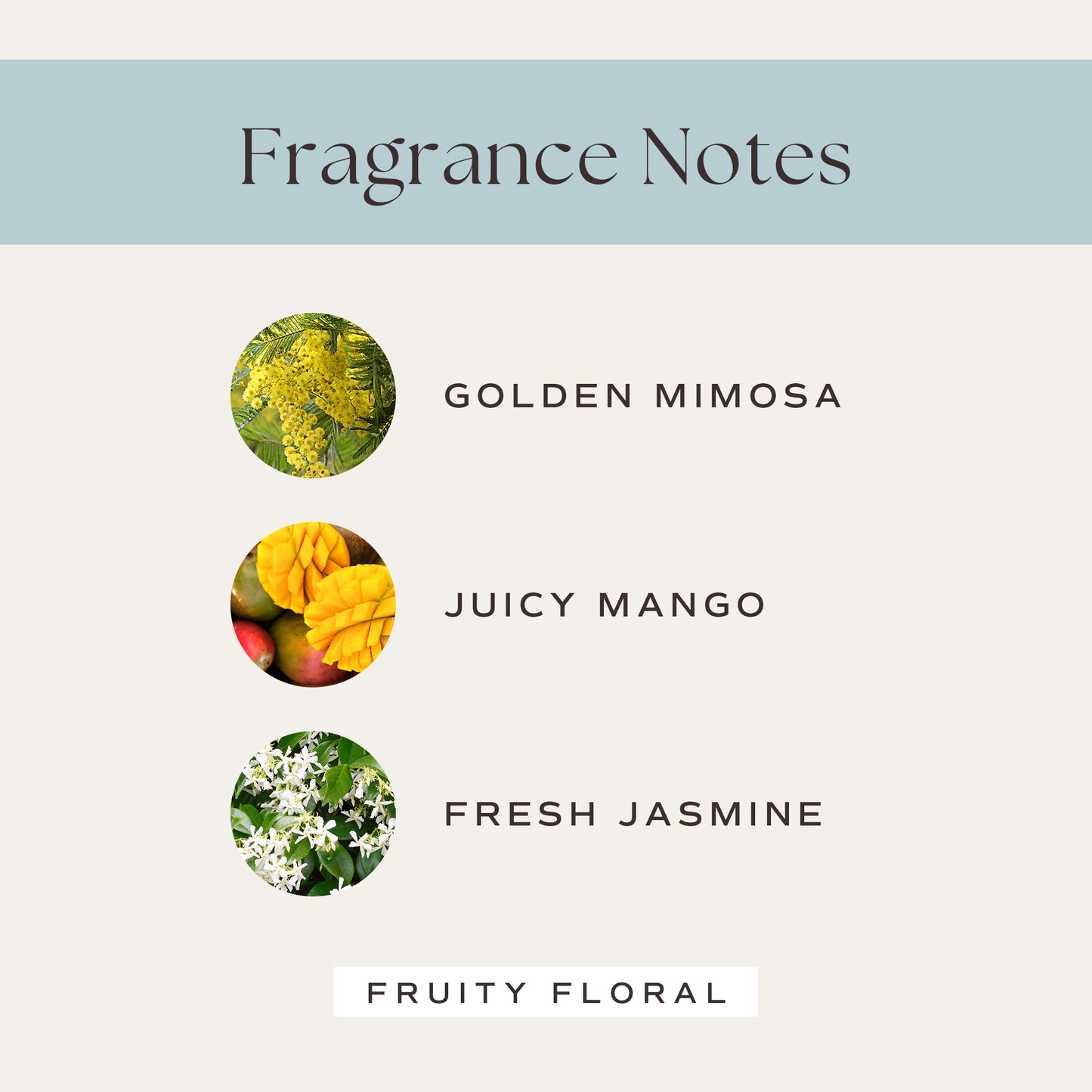 Fragrance Notes: Golden Mimosa, Juicy Mango, Fresh Jasmine